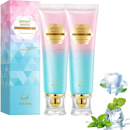 2 Stück Radiant Whitening Zahnpasta,Niacinamide Zahnpasta – Natürliche aufhellende Zahnpasta mit Niacinamid, Sanfte Formel für weißere Zähne und frischen Atem
