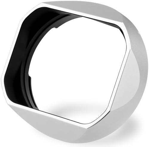 Haoge Quadratische Metall-Gegenlichtblende für Voigtlander 35 mm F2 35 mm F1.5 28 mm F2.0 Typ I & II ULTRON asphärische Vintage Line VM Mount Objektiv LH-VM13P-NS Silber Bajonett-Design ersetzt LH-12