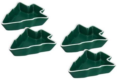 Cabilock 4 Stück Keramik Snackteller Weihnachtsbaumform Grün Multifunktionale Snack und Trockenfrüchteplatten Stilvolle Keramiktabletts für Süßigkeiten Nüsse Obst Praktische Servierteller