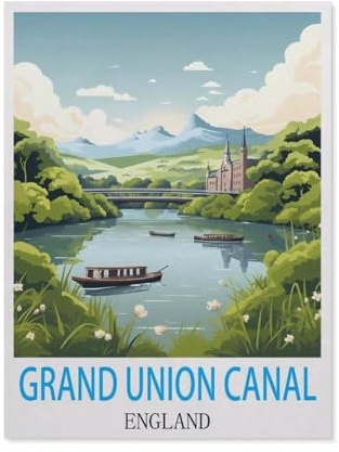 Puzzle 1000 Stück，Grand Union Canal England，Klassische Puzzle 3D Puzzle DIY Kit Holz Spielzeug Einzigartiges Geschenk Wohnkultur（75x50cm）-HC82