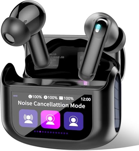 Cuffie Bluetooth, Auricolari Bluetooth 5.4 Stereo HiFi, ANC/ENC Cancellazione Rumore Cuffie Wireless, 48 Ore Cuffiette Touch Screen con Equalizzatore, In Ear Cuffie Senza Fili IP7 Impermeabile, Nero