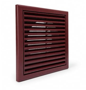 Fantronix 100 mm Fixed Blade Wall Vent with Fly Screen – Cottage Red | Rear Spigot Connection, 155 x 155 mm Face, Suitable For Ducting Systems And Extractor Fan Outlets.