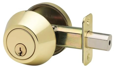 Rundzylinder-Türschloss mit Schlüsseln, modernes Messing-Haustürschloss, Gold