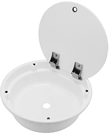 aqxreight Fregadero de Cocina Redondo de Acrílico Blanco para Vehículos Recreativos con Tapa, Lavabo de 16,93 Pulgadas para Caravanas, Remolques y Barcos, Espacioso Fregadero para Lavar a Mano con