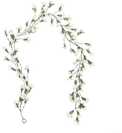 Guirnalda de margaritas verdes artificiales de crisantemo y eucalipto, 170 cm para decoración colgante de pared del hogar, techo, chimenea