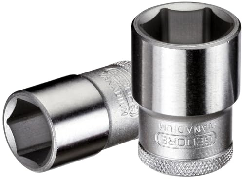 GEDORE Steckschlüsseleinsatz, Nuss, 1/2'' 12,5 mm Antrieb, 6-kant, 23 mm Weite, Werkzeug, 19 23, Stahl verchromt