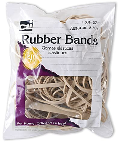 Charles Leonard Rubber Bands, 3/8 Ounce Bags, Amber, Assorted Sizes (56381)