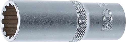 BGS 10258 | Steckschlüssel-Einsatz Gear Lock, tief | SW 18 mm | Antrieb Innenvierkant 12,5 mm (1/2) | Chrom-Vanadium-Stahl | verchromt, matt | mit Rändelung