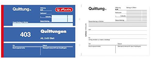 Herlitz 7876147 Quittungsblock A6 402 2x40 Blatt, 8er Packung (2x4), selbstdurchschreibend (2, A6 402 2x40 Blatt)