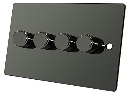 Flat Plate Black Nickel 4 Gang Dimmer 400W - 10 Amp Quad 4-Gang 2 Way 400W Light Dimmer Switch