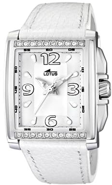 Lotus Montre pour Femme 15996/1 Special Prices Boîtier en Acier Inoxydable Gris Bracelet en Cuir Blanc