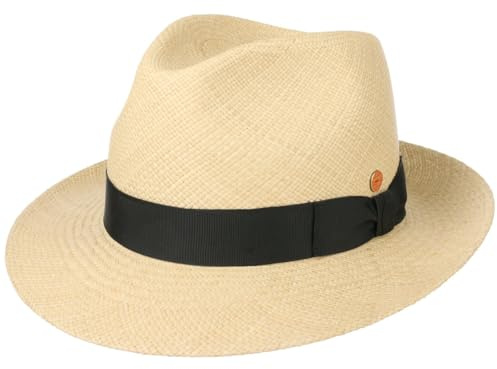 Mayser Albenga Panama Bogart Hat Men - Made in The EU Summer Straw Sun with Grosgrain Band, Band Spring-Summer - 62 cm Nature