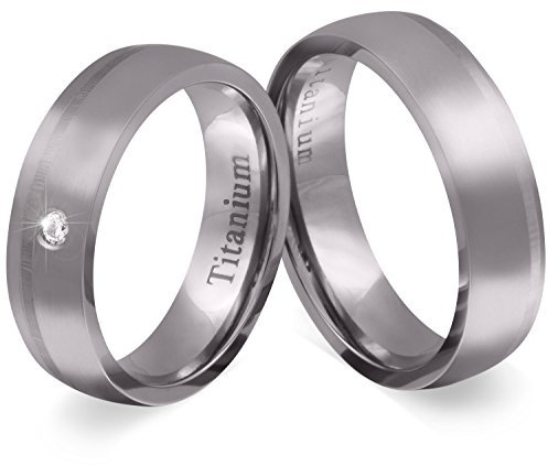 Juwelier Schönschmied Titanringe Partnerringe Trauringe - inkl. WUNSCHGRAVUR - Titan Zirkonia 58-62 T5HD - mit AMAZON KONFIGURATOR direkt online gestalten !