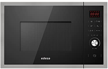 Edesa| Microondas Integrable | Modelo: EMW-2530-IG XBK | Microondas con grill | Capacidad de 25 L | 5 niveles de potencia | Acabado en cristal Negro