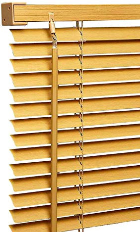 Ruby Deals Wood Wooden Grain Effect Window Venetian Blind Blinds Easy Fit Curtains Trimmable Fittings Windows Treatment Shutters Twist Open Close (Teak-Wood Grain Effect, 90cm wide (35.4'') x 150cm)