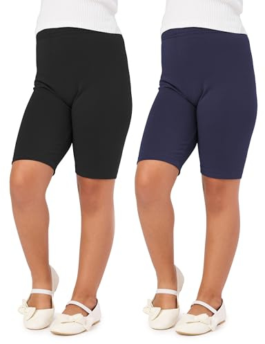 Merry Style Mädchen Kurze Leggings aus Viskose 2 Pack MS10-132 (Schwarz/Marineblau (2Pack), 140 cm)