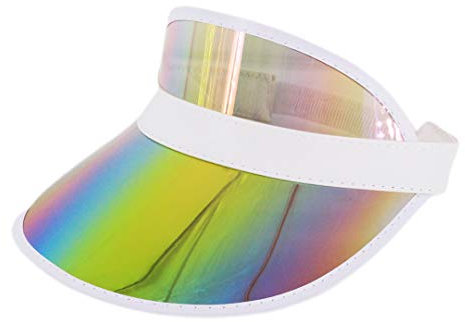 Surkat Kunststoff-Sonnenblenden, UV-Schutz, Kopfbedeckung, Sonnenhut für Golf, Tennis, Strand, Radfahren, Holografisch, Einheitsgröße