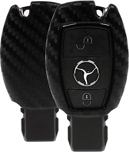 Auto Schlüssel Hülle Carbon Kompatibel mit Mercedes Benz W176 W246 C207 W447 W219 W216 W221