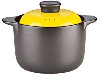 ABHOME Sopera de Porcelana Cacerolas con Tapa de Doble asa Sopera con Fuego Abierto Cazuela Redonda de cerámica Negra Cacerola/Olla de Barro/Olla de Barro 2,5L