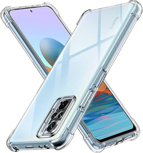 ivoler Funda para Xiaomi Redmi Note 10 Pro, Carcasa Protectora Antigolpes Transparente con Cojín Esquina Parachoques, Suave TPU Silicona Caso Delgada Anti-Choques Case