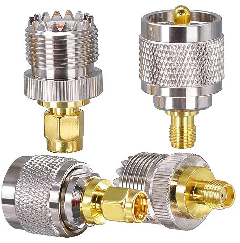 TUOLNK SMA auf UHF Antenne Adapter PL259 4 Typ Set RF SMA Stecker an UHF Stecker Kit SO239 für FPV Drohnen Verlängerungskabel Funk Transceiver RF Koaxial Stecker Kit UHF Adapter Set