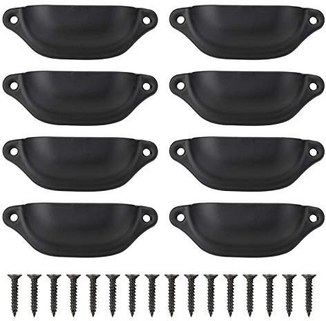 Fydun Poignée antique, poignées en forme de coquille Vintage, poignées de traction pour tiroir d'armoire de porte de tiroir de placard(noir)