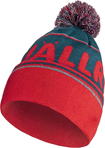Fjällräven Unisex Pom Beanie-Mütze, Storm/True Red, Einheitsgröße