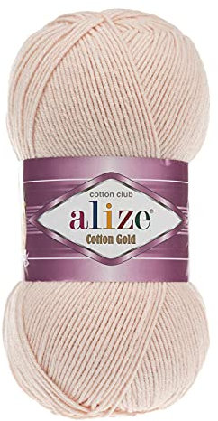 100g Strickgarn Alize Cotton Gold Uni Klassikgarn Häkelgarn Strick-Wolle Farbwahl, Farbe:382 pfirsichcreme