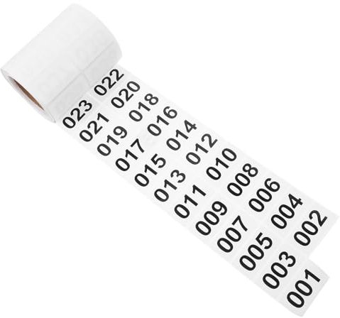 iplusmile 1 Rolle mit nummerierten Etiketten, nacheinander 1-1000 Nummern, selbstklebend, für Inventar, Aufbewahrung, Weiß