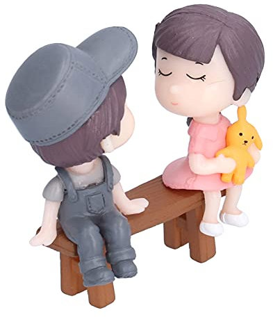 HERCHR Paar Figuren und Statuen, Paar Figuren Kuss Puppen Sitzen Sitz Miniaturen Ornamente Jungen und Mädchen Liebhaber Kuss Hochzeitspuppen für Wohnkultur