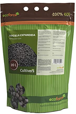 CULTIVERS Arcilla Expandida Arlita 20L. Sustrato Bolas para Drenaje de Macetas, Jardines y Cultivos hidropónicos. Evita el encharcamiento, la putrefacción de las raíces.