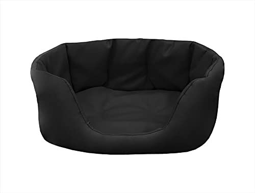 Juelle Hundebett aus Kunstleder Hundebett Baby Hundebett Kuschelig Hundekissen Pariser Sofabett S-XL (65x50cm, Schwarz)