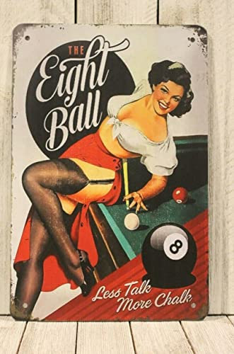 FAQOIR Pinup Blechschild mit Aufschrift Girl Ball, Billardzimmer, Poster, Pool, Flur, Tisch, rustikale Garage und Zuhause, Café, Bar, Club, Wanddekoration, Schilder, 20,3 x 30,5 cm