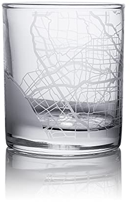 Vaso de whisky de mapa de la ciudad de Los Ángeles, regalo único, 10.5 onzas