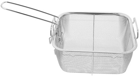 Angoily Stainless Steel Frying Basket with Folding Handle Deep Fryer Chip Basket for Kitchen Use Oil Strainer for French Fries Vegetables Meat 13X8X3.3 Inch
