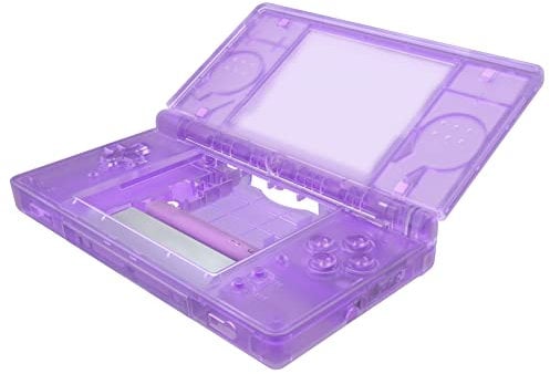 eXtremeRate Cover Scocca Tasti Ricambio per Nintendo DS Lite,Custodia Pulsanti Kit Shell Case per Nintendo DS Lite NDSL(Non Include Console)-Trasparente Viola