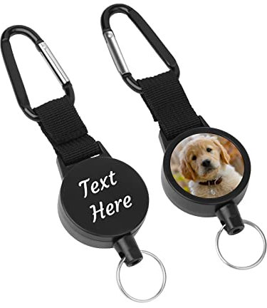 OXYEFEI Schlüsselrolle SchlüsselanhäNger Ausziehbar, Einziehbar SchlüSselband Personalisiert Gravur Schlüssel Jojo mit 60Cm Stahldrahtseil für Ausweis für Hose und Gürtel