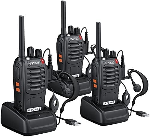 ESYNiC 3PZ Walkie Talkie Ricaricabile VOX Radio Walkie-Talkie Professionali 16 Canali CTCSS/DCS Lunga Distanza Walkie-Talkie Portatile con Base per USB Caricabatterie e Auricolari