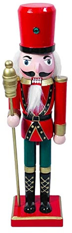 Small Wooden Nutcracker Soldiers, 30cm Traditional Nutcracker Figures Premium Wood Painted Soldier Figures For Home Fireplace Tree Guard Decoration