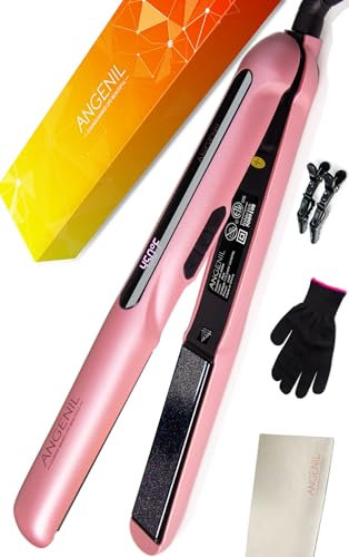 ANGENIL für glätteisen, Haarglätter und Lockenstab in einem, haare glatteisen keramik ionen haarschonend, professional tragbares reiseglätter glatte haare, hair iron straightener, haarglättung platten
