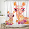 ASDCXZ Rideau de Douche Funny Alpaga 120x180 cm, Beau Alpaca Mama Baby Blanc Lavable Rideau de Douche en Textile imperméable pour Baignoire avec 8 Crochets