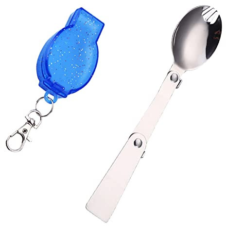 Titanium Spork Reusable Folding Fork Spoon Spork Portable 304 Stainless Steel Camping Spoon Fork for Outdoor Travel Camping