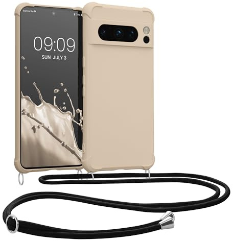 Kwmobile Coque Collier Compatible avec Google Pixel 8 Pro - Housse en Silicone avec Collier Crème