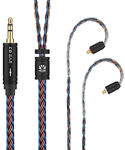 Yinyoo KBEAR 2-Meter MMCX Detachable Cable, Copper-Silver Replacement Headphone Cable for TIN-HIFI T2/T2 Plus/T4/SE315/SE425/SE535/SE846/SE215/UE900 Earphones (MMCX, 3.5mm, Brown-Blue)