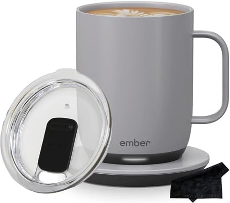 Ember Tasse à café chauffante avec contrôle de la température, 414 ml, contrôle par application, double votre autonomie lorsque vous associez la tasse Ember à un couvercle coulissant Ember, tissu de