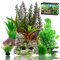 Naturezhen 9 Piezas Plantas Artificiales de Acuario, Decoracion para Acuarios, Plantas Plástico Peceras, Roca de Poliresina, Se Puede Utilizar en Peceras y Acuarios