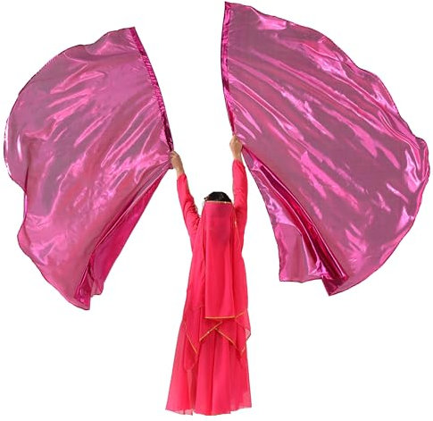 Baisdan 190,5 x 139,7 cm extra große Anbetungsflaggen mit Flexstange, halbrund, Anbetungsflaggen mit Engelsflügel, Lob Flaggen für Tanzkirche (Rose Pink Flagge)