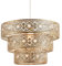 Traditional Polished Gold Acrylic Gem Moroccan Style Triple Tier Ornate Pendant Light Shade with Transparent Sparkly Beads | 60w Maximum | 30cm Diameter by Happy Homewares