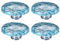 Lot de 4 boutons de porte en pierre de cristal naturel, poignées décoratives vintage pour armoire, armoire, commode (bleu)