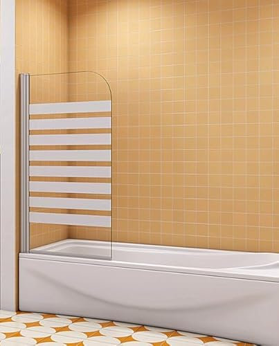 Aica Sanitär Badewannenaufsatz Duschabtrennung Duschwand 6mm Nano Querstreifen Dusche für Badewanne H140cm links,80cm